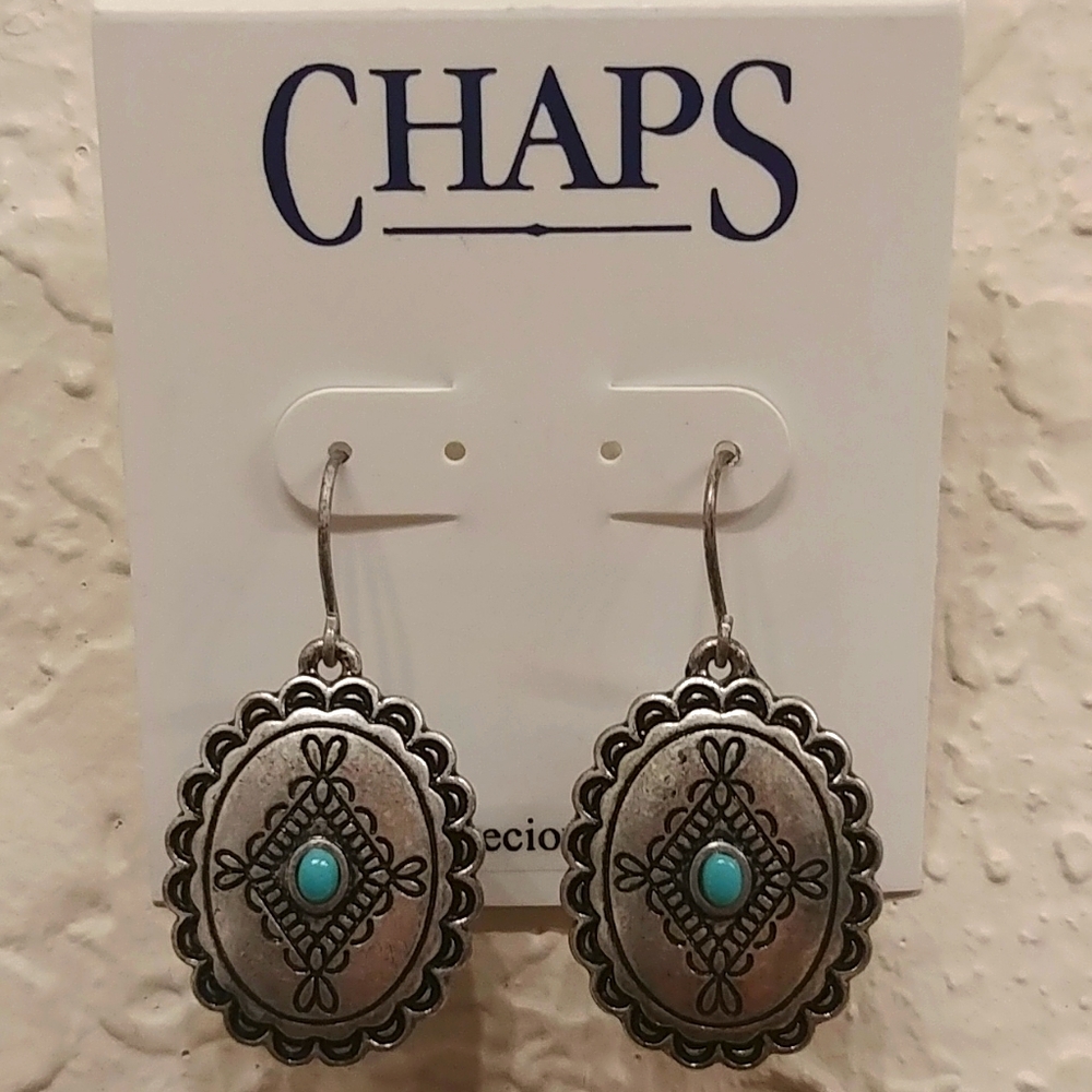Chaps Semi-Precious Turquoise Dangle Earrings